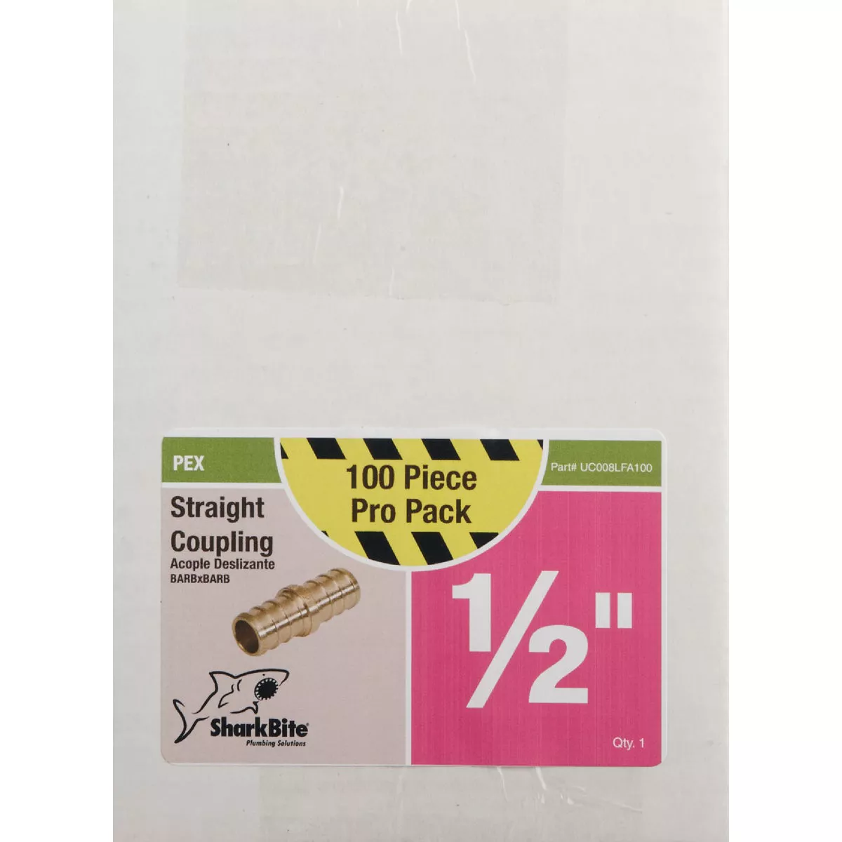 SharkBite Lead-Free Insert 1/2 In. Barb x 1/2 In. Barb Brass PEX Coupling (100-Pack) - photo 2