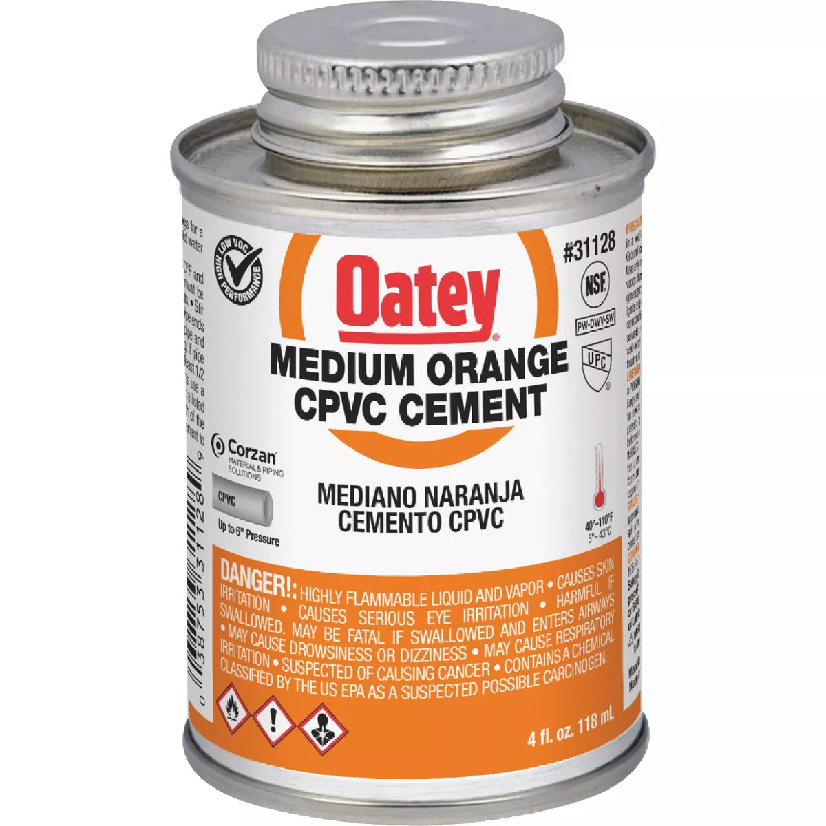 Oatey 4 Oz. Medium Bodied Orange CPVC Cement