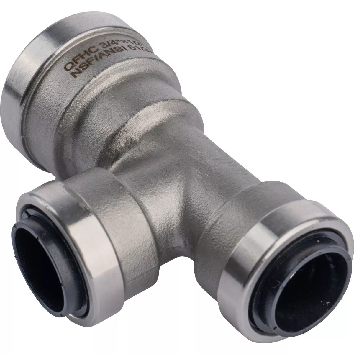 QuickFitting 3/4 In. x 1/2 In. x 1/2 In. Push-to-Connect Stainless Steel Reducing Tee - photo 6