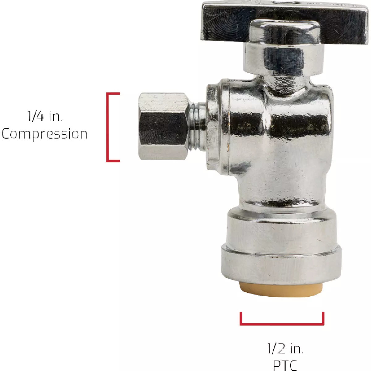 QuickFitting 1/2 In. Push-to-Connect x 1/4 In. O.D. Compression Chrome Plated Brass Quarter-Turn Angle Stop Valve - photo 6