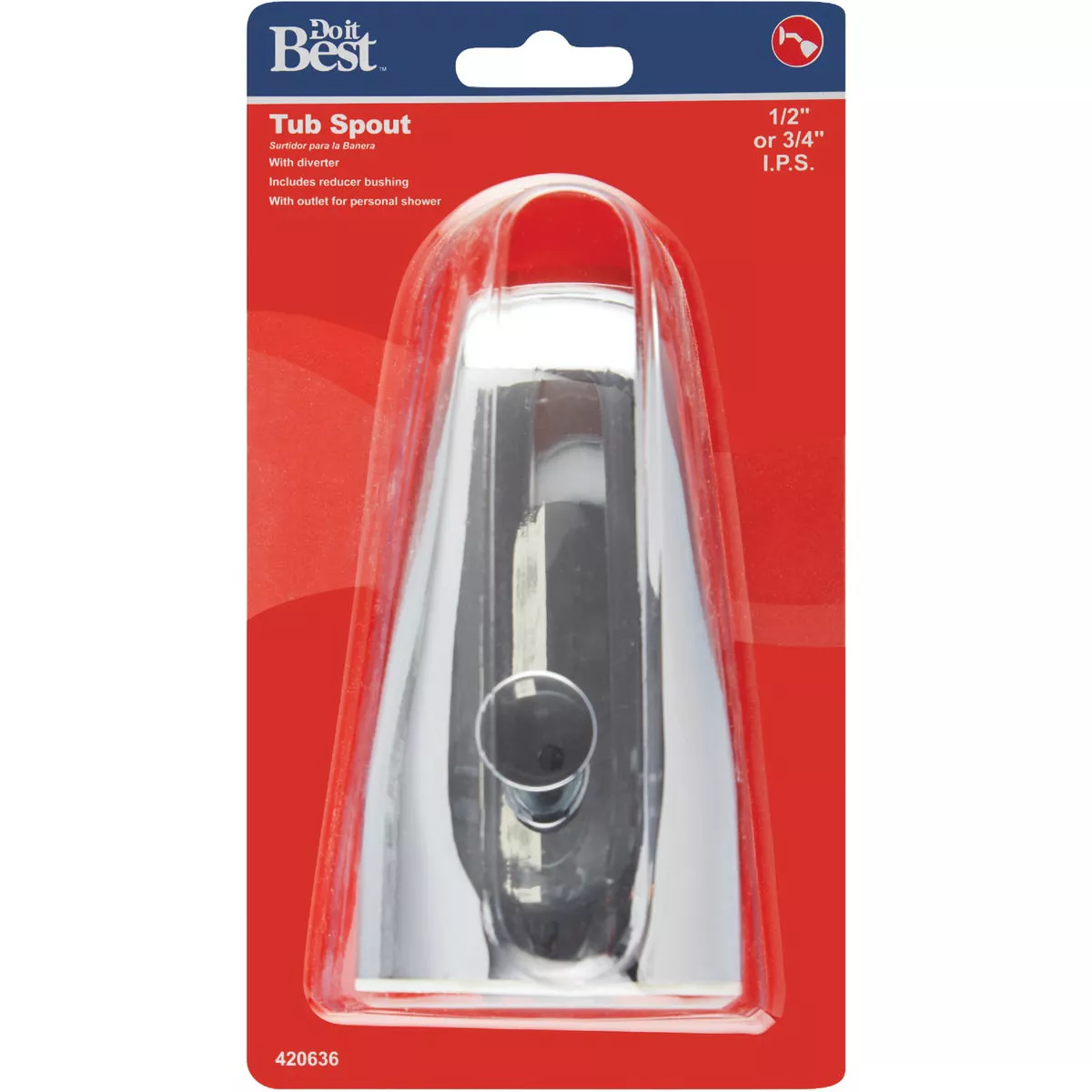 Do it 5-1/2 In. Bottom Mount Chrome Bathtub Spout with Diverter - photo 2