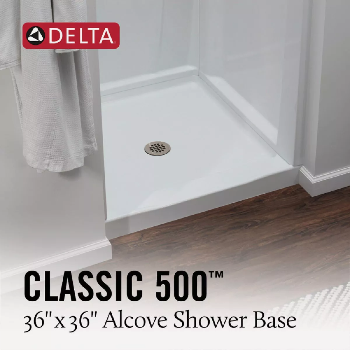 Delta Classic 500 36 In. x 36 In. Center Drain Shower Pan, White - photo 3
