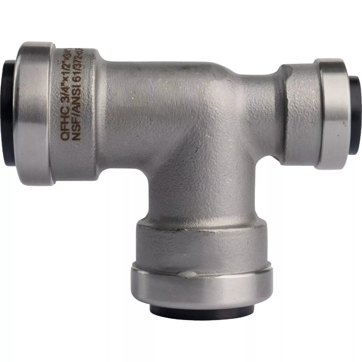 QuickFitting 3/4 In. x 1/2 In. x 3/4 In. Push-to-Connect Stainless Steel Reducing Tee