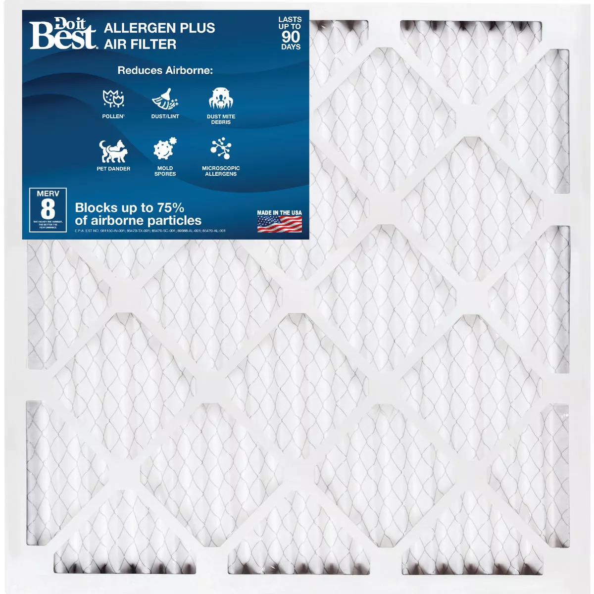 Do it Best 16 In. x 20 In. x 1 In. MERV 8 Furnace Filter (2-Pack)