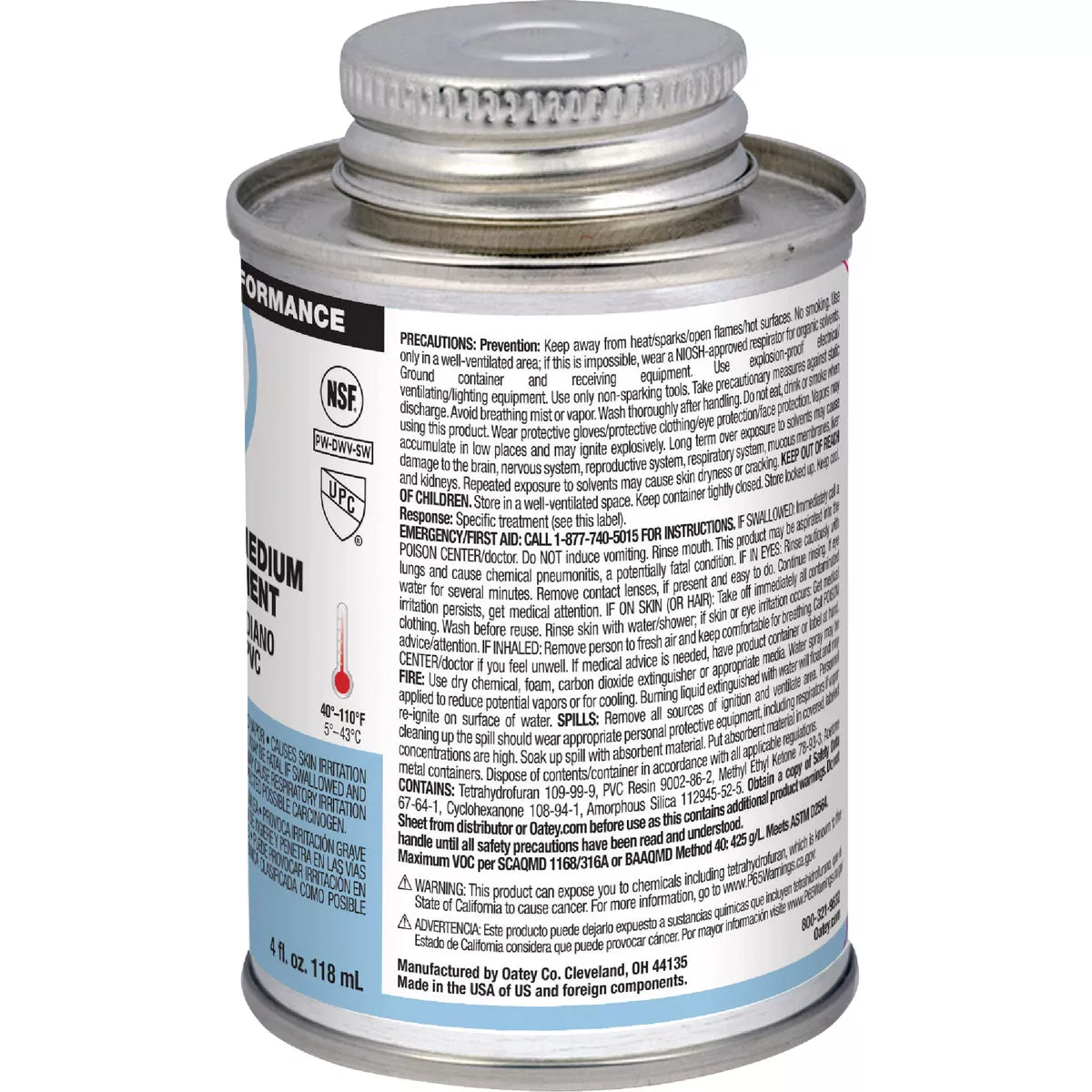 Oatey Rain-R-Shine 4 Oz. Low Voc Medium Bodied Blue PVC Cement - photo 2