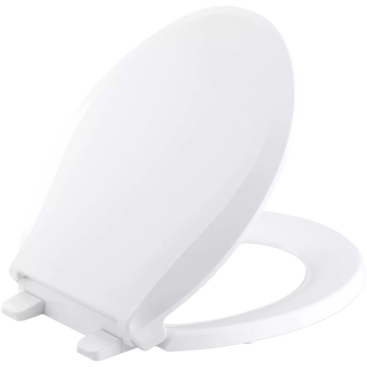 Kohler Cachet Quiet-Close Round Closed Front White Plastic Toilet Seat w/Grip-Tight Bumpers
