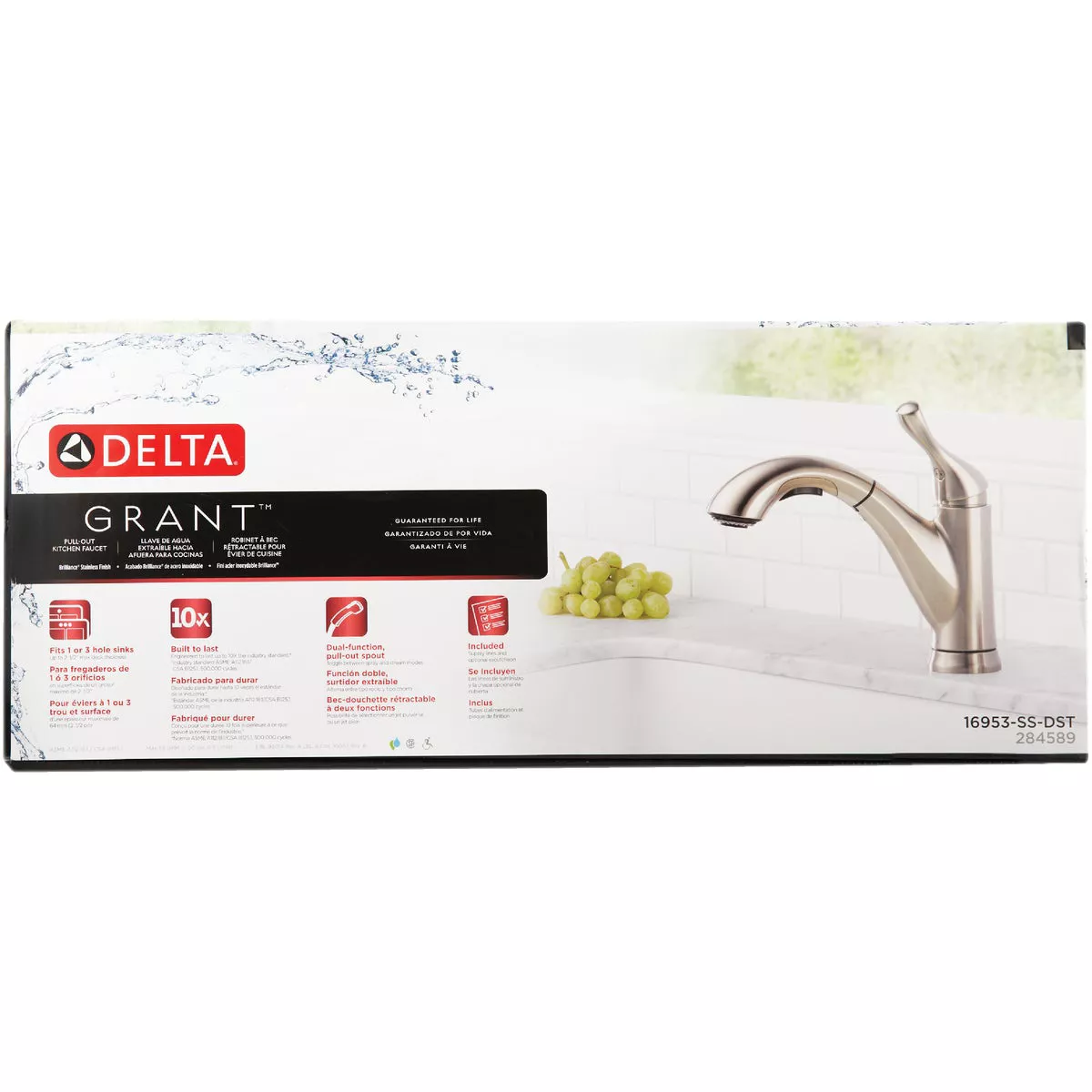 Delta Grant 1-Handle Lever Pull-Out Kitchen Faucet, Stainless - photo 2