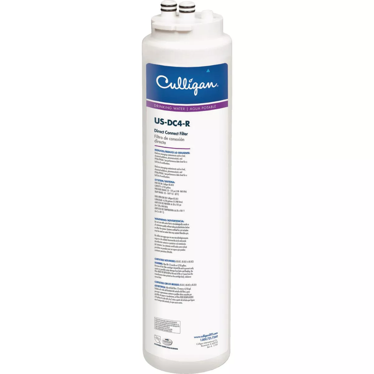 Culligan US-DC4-R Direct Connect Under Sink Drinking Water Filter Replacement Cartridge, Premium Filtration