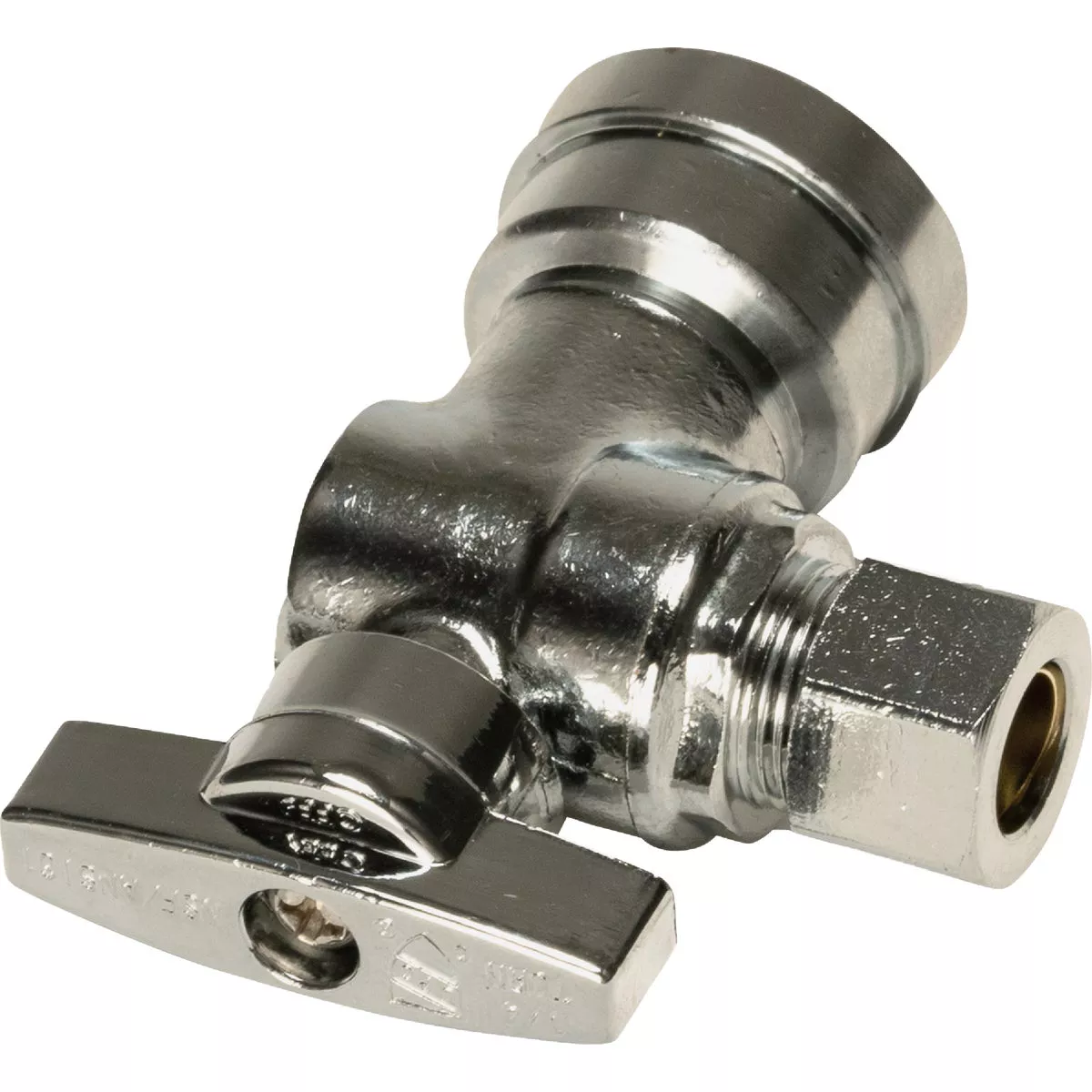 QuickFitting 1/2 In. Push-to-Connect x 3/8 In. O.D. Compression Chrome Plated Brass Quarter-Turn Angle Stop Valve - photo 4