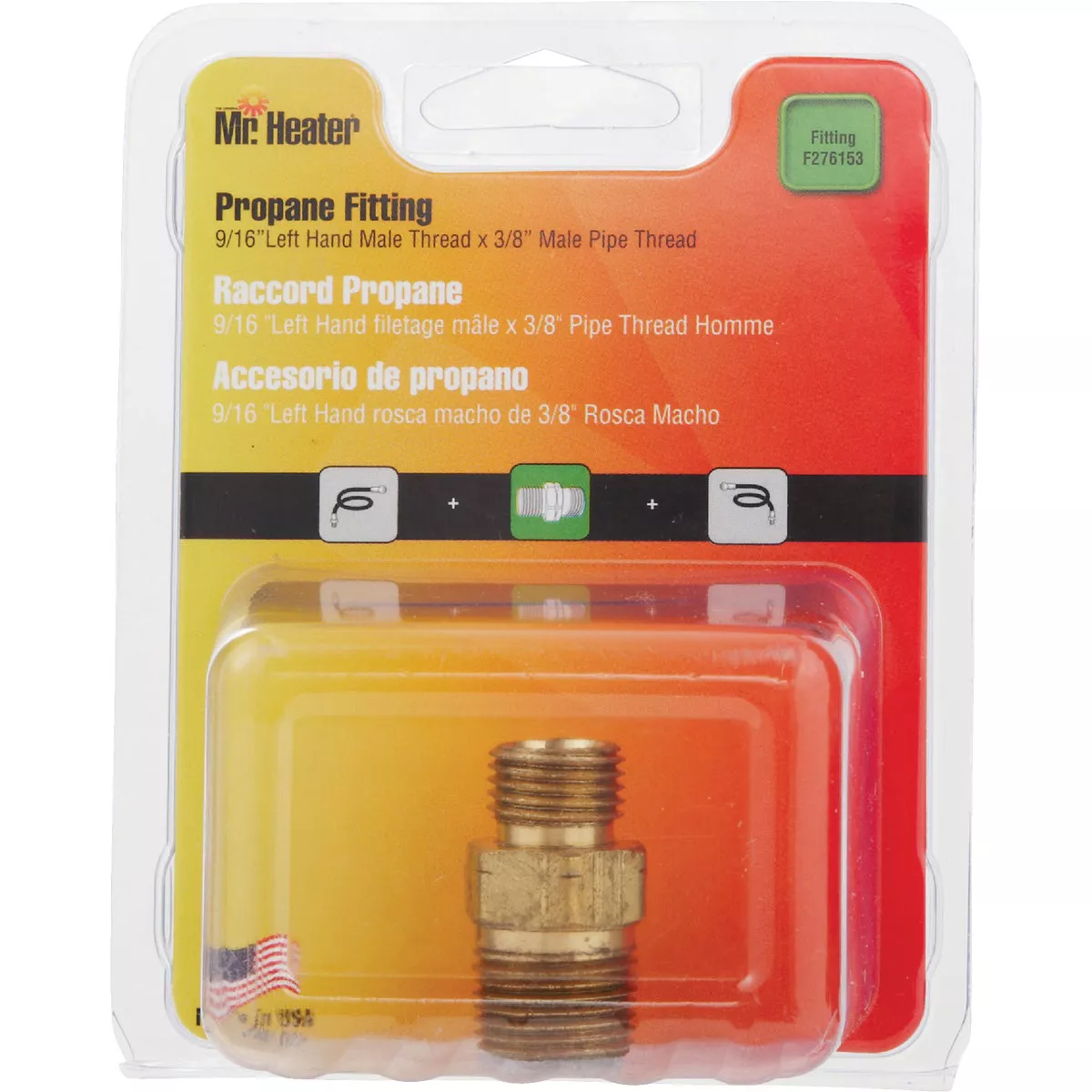 MR. HEATER 3/8 In. MPT x 9/16 In. LHMT Brass Male Pipe Fitting - photo 2