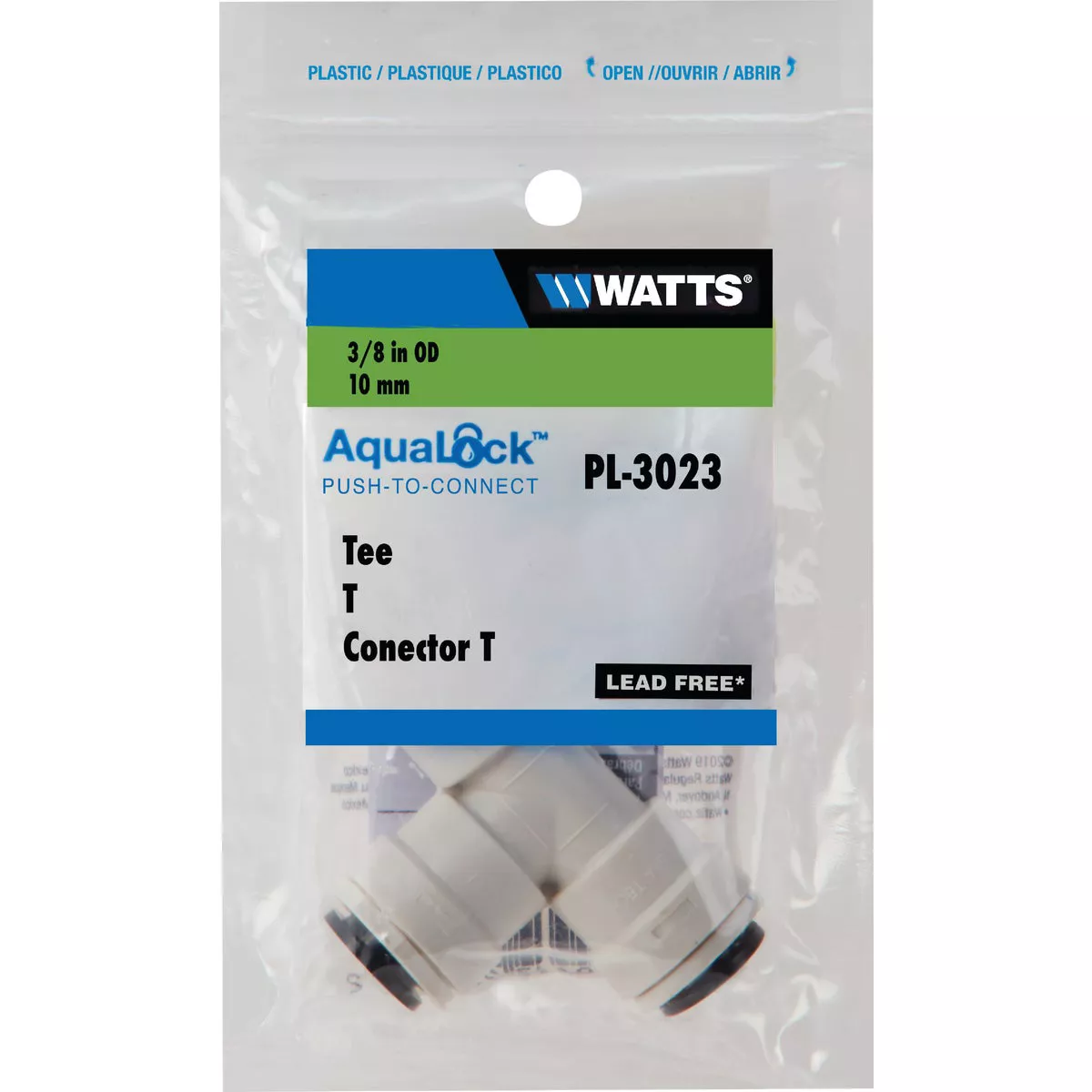Watts 3/8 In. x 3/8 In. x 3/8 In. OD Tubing Quick Connect Plastic Tee - photo 2
