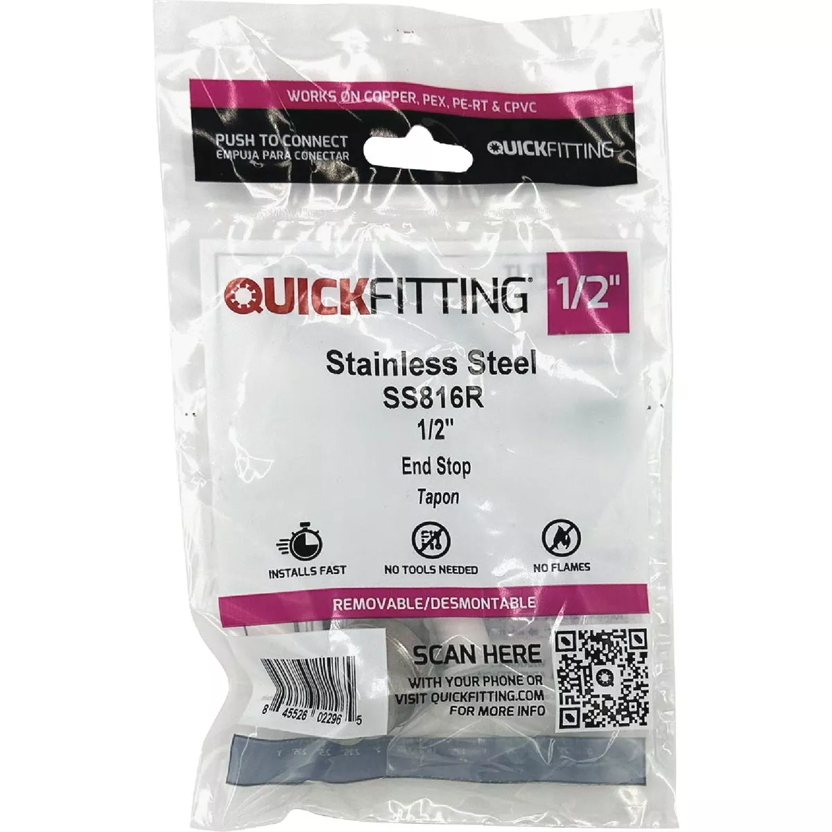 QuickFitting 1/2 In. Push-to-Connect Stainless Steel Push Cap (End Stop) - photo 3