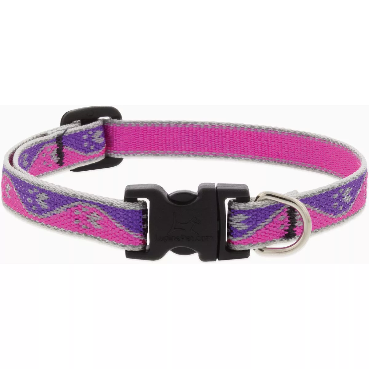 Lupine Reflective 10 to 16 In. Puppy & Small Dog Pink Paws Dog Collar