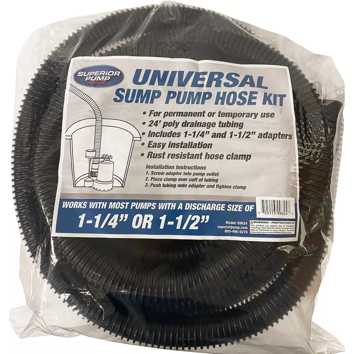 Superior Pump 1-1/4 In. Dia. x 24 Ft. L Universal Sump Pump Hose Kit - photo 3