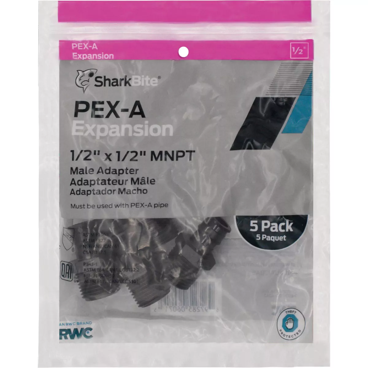 SharkBite 1/2 In. Barb x 1/2 In. MNPT Poly PEX-A Adapter (5-Pack) - photo 2