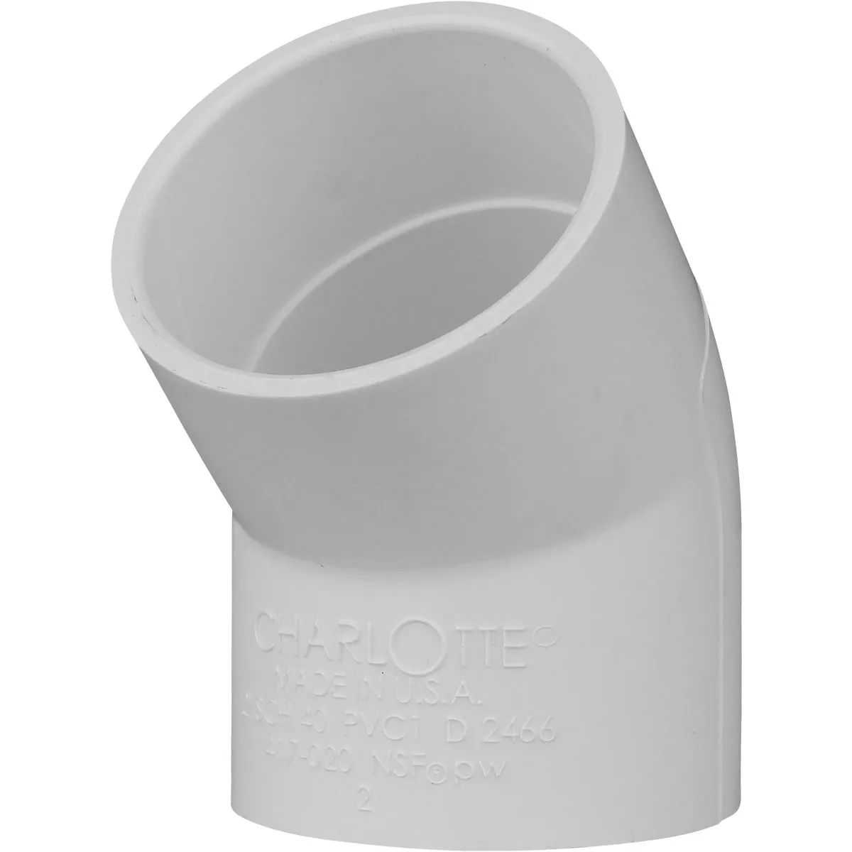 Charlotte Pipe 2 In. Slip x Slip Schedule 40 45 Deg. PVC Elbow (1/8 Bend)