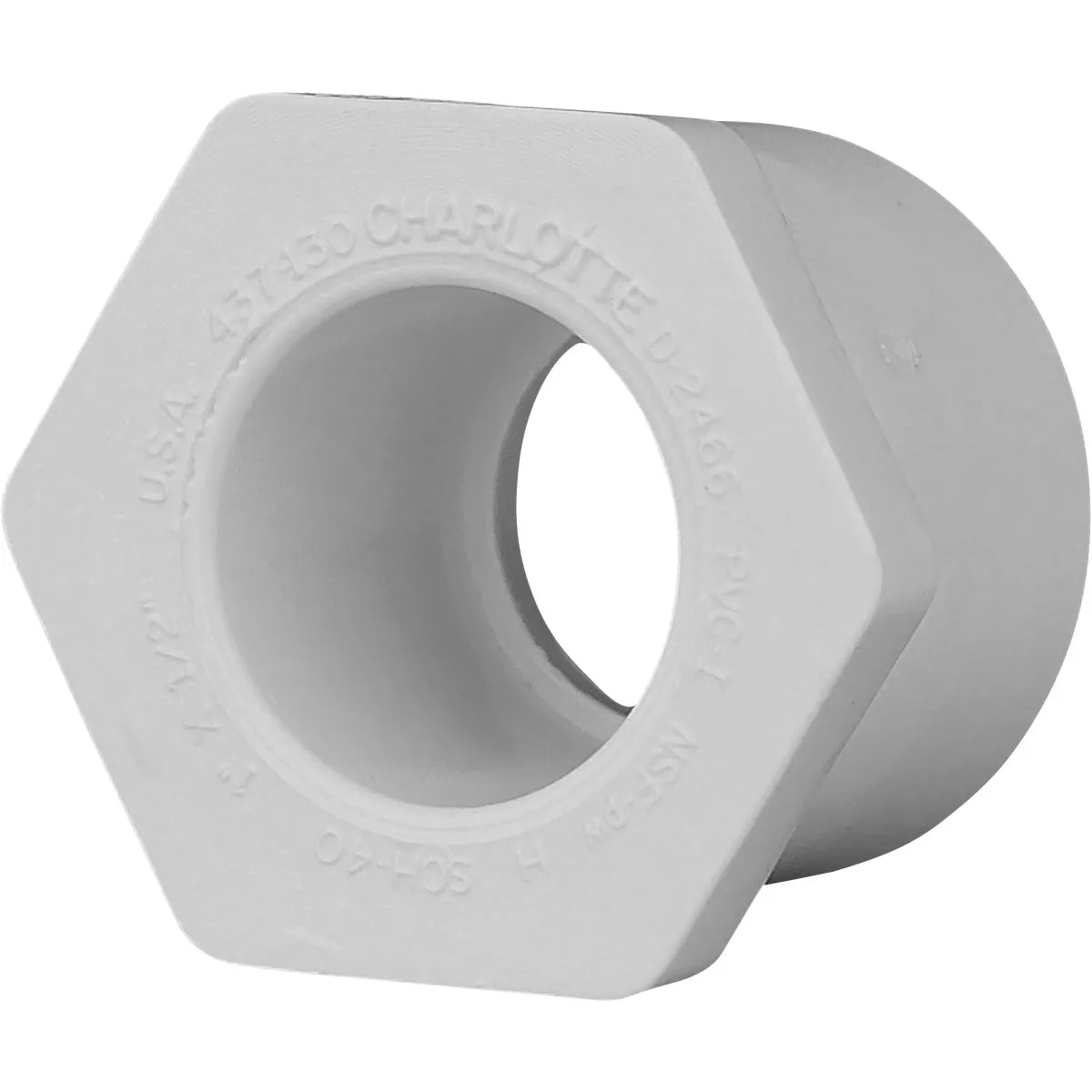 Charlotte Pipe 1 In. SPG x 1/2 In. Slip Schedule 40 PVC Bushing