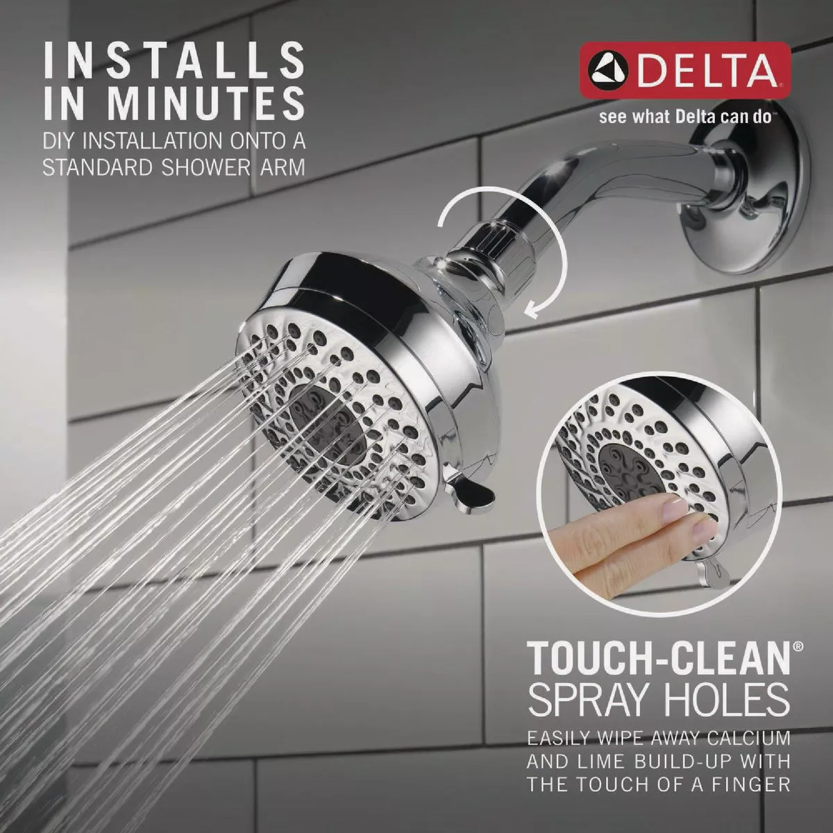 Delta 3-Spray 1.75 GPM Fixed Shower Head, Chrome - photo 3