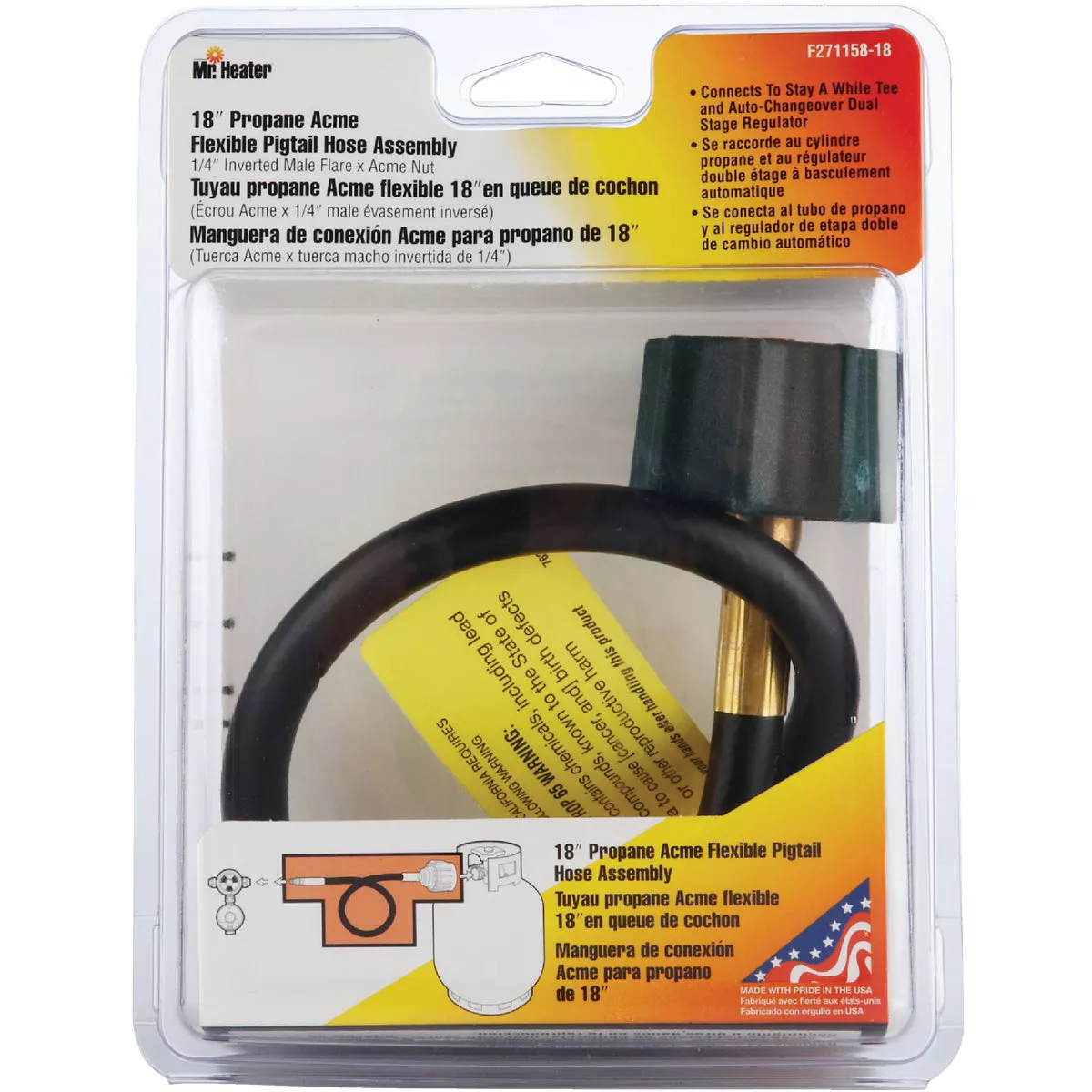 MR. HEATER 18 In. x 1/4 In. Inverted Male Flare x 3/8 In. Acme Nut LP Hose Assembly - photo 2