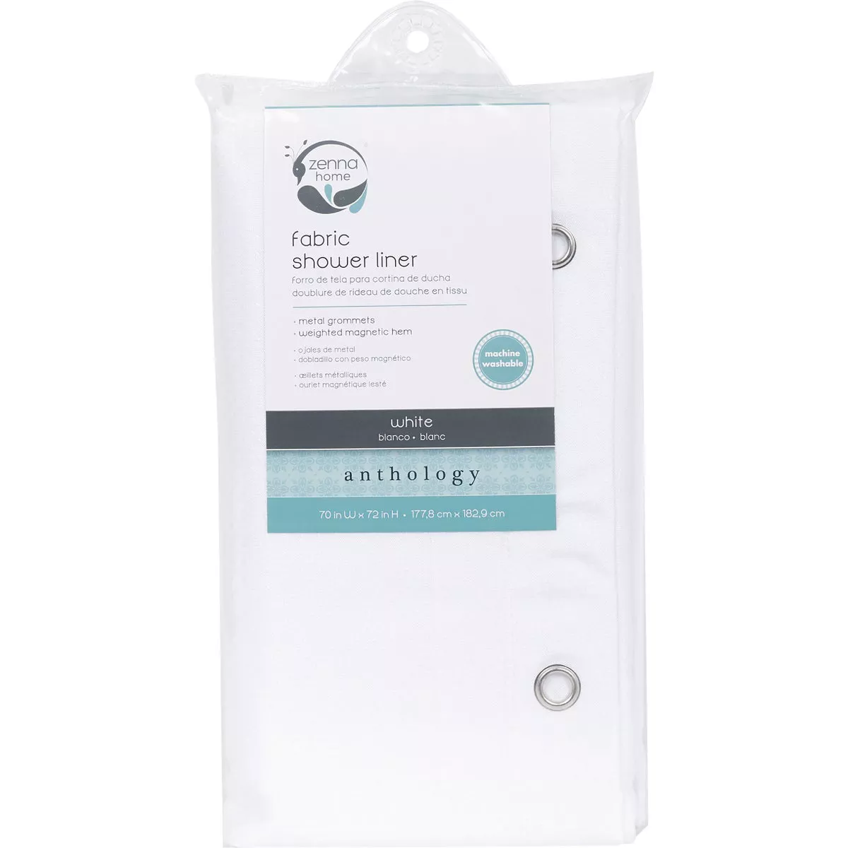 Zenna Home 70 In. x 72 In. White Fabric Shower Curtain