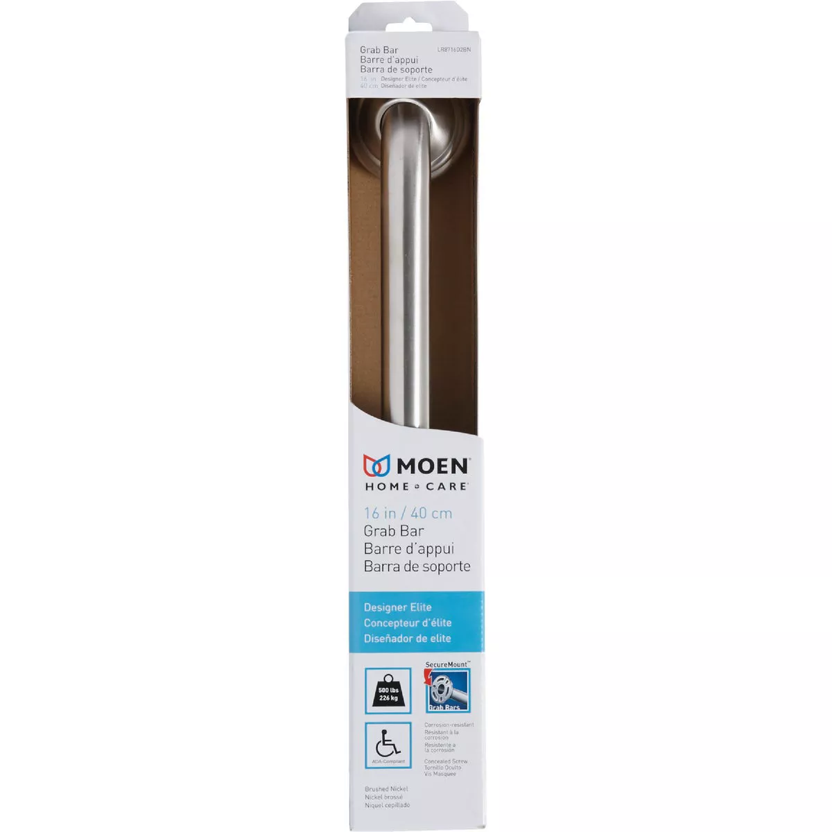 Moen Home Care 16 In. Concealed Screw Designer Grab Bar, Brushed Nickel - photo 2