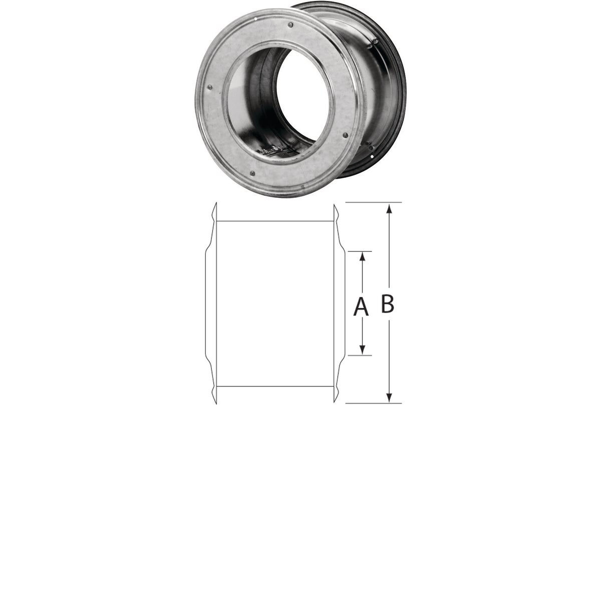 thumbnail image 2 of Selkirk 4-Inch Galvanized Steel Wall Thimble For Chimney/Stove Pipe – USA Made 2 of 6