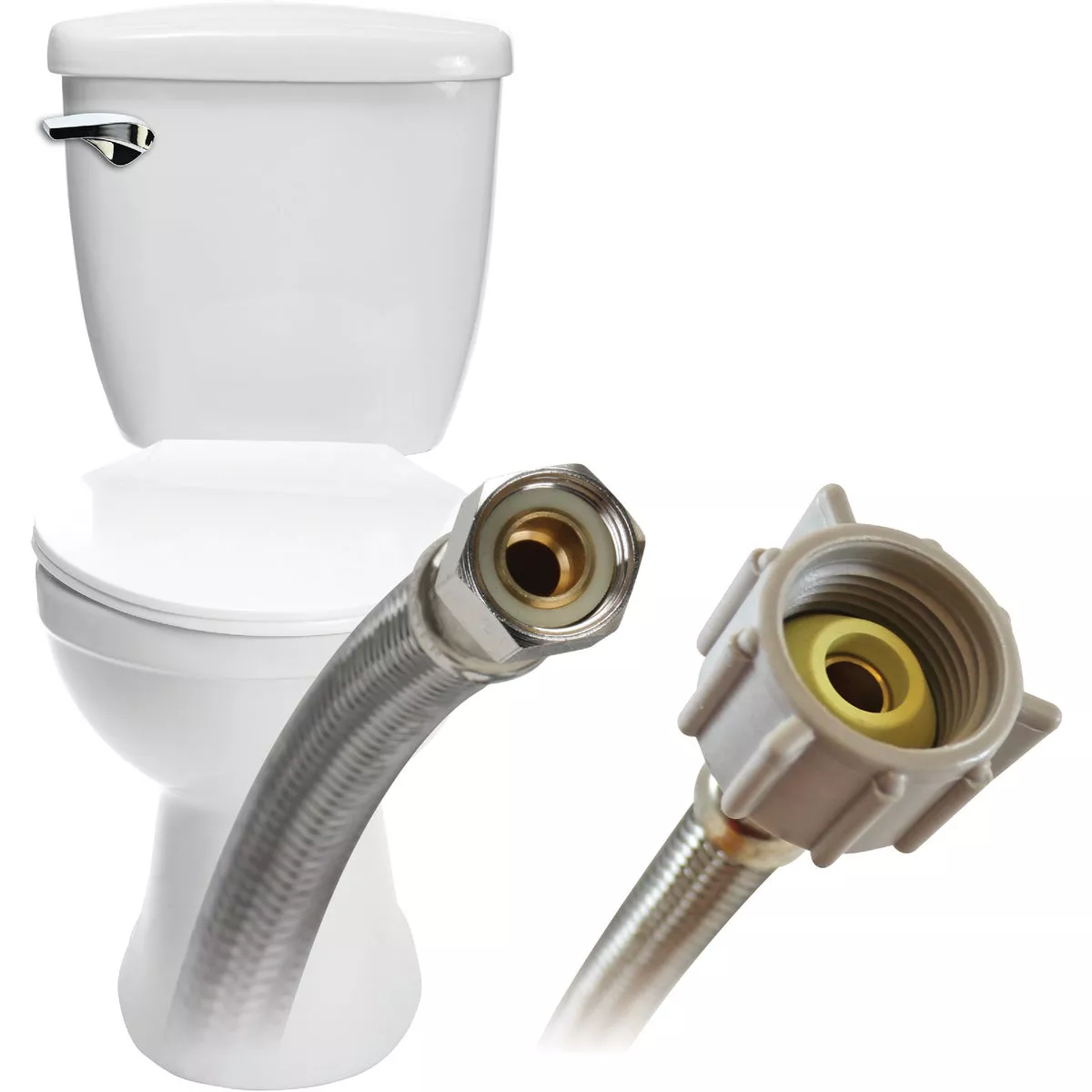Fluidmaster 3/8 In. Comp x 7/8 In. Ballcock x 9 In. L Braided Stainless Steel Toilet Connector - photo 3