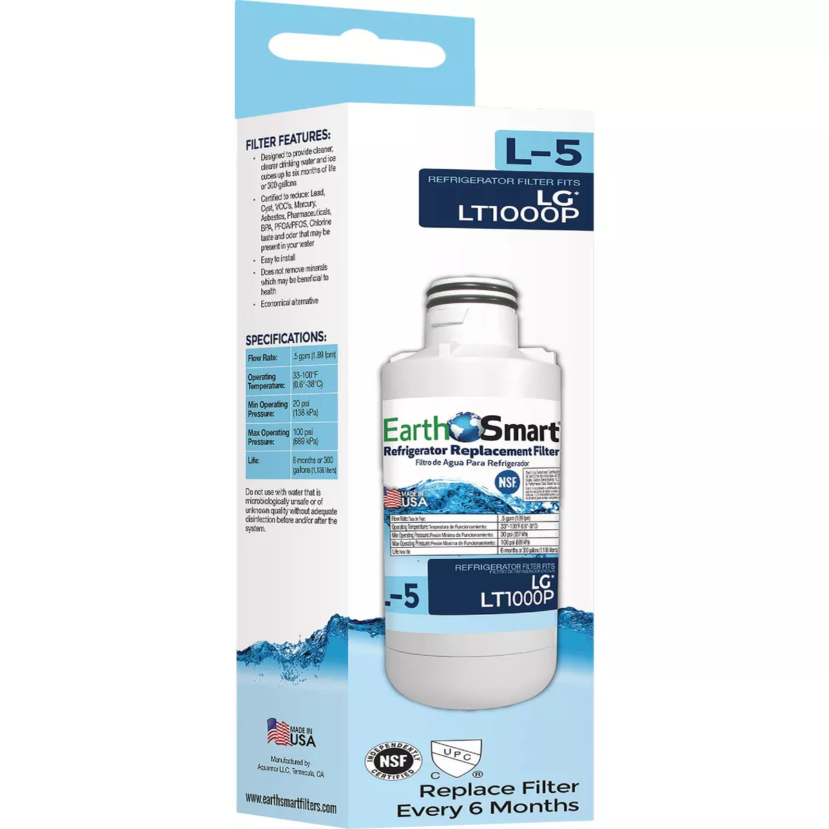 EarthSmart L-5 LG Icemaker & Refrigerator Water Filter Cartridge - photo 2