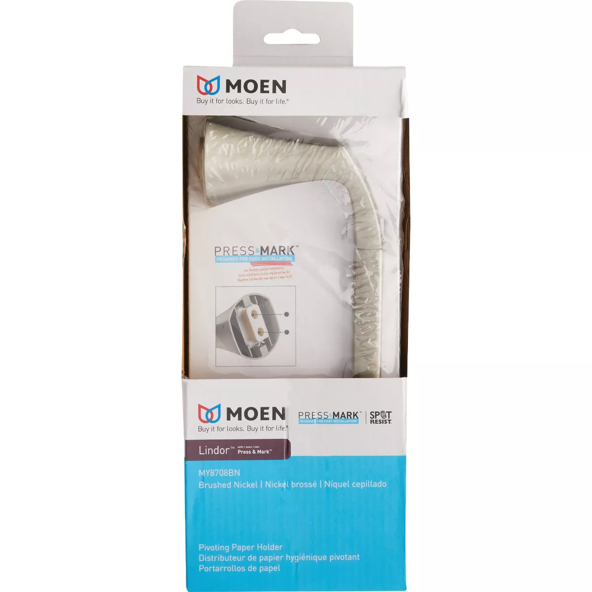 Moen Lindor Wall Mount Pivoting Toilet Paper Holder, Spot Resist Brushed Nickel - photo 2