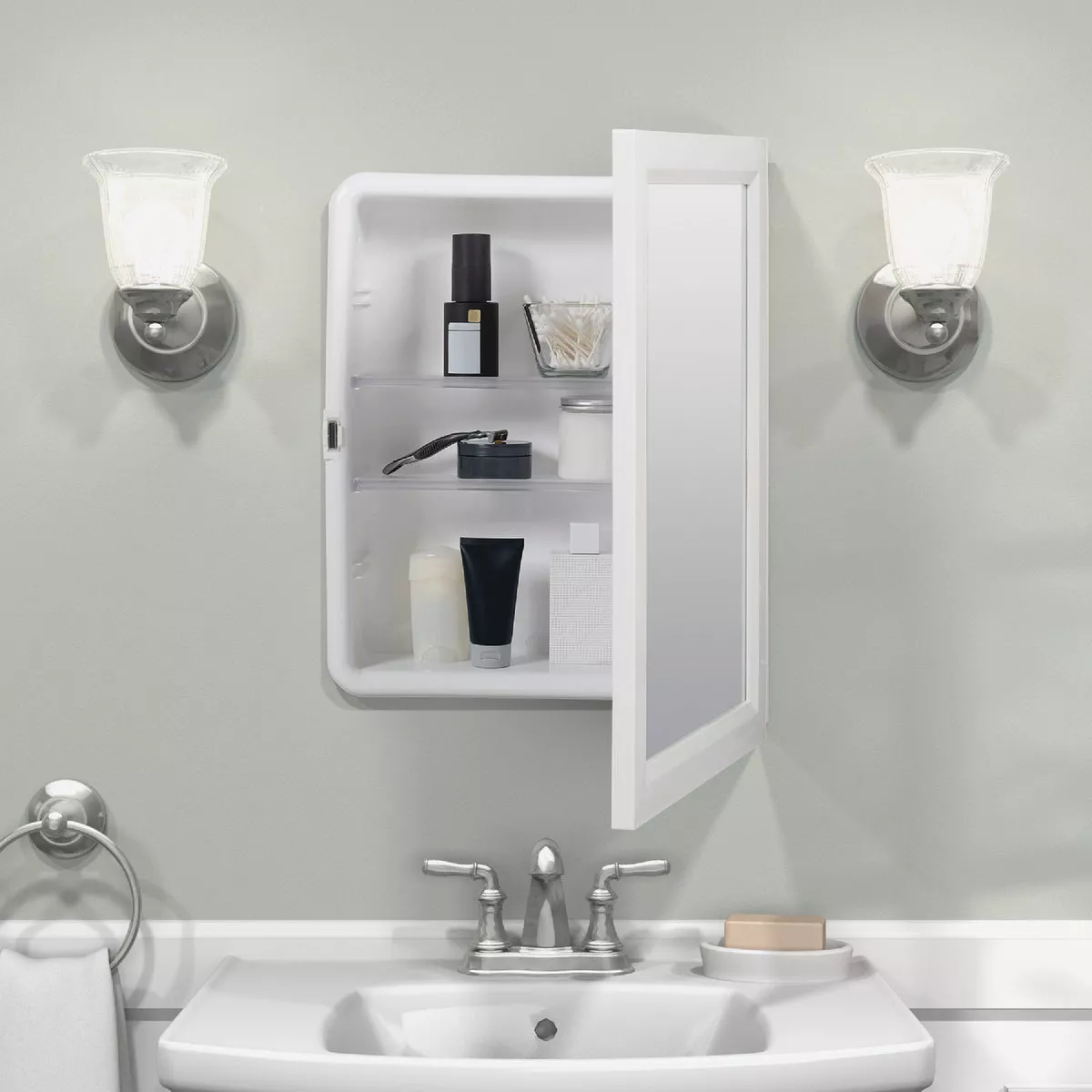 Zenith White 16 In. W x 22 In. H x 5 D Single Mirror Surface/Recess Mount Framed Medicine Cabinet - photo 4