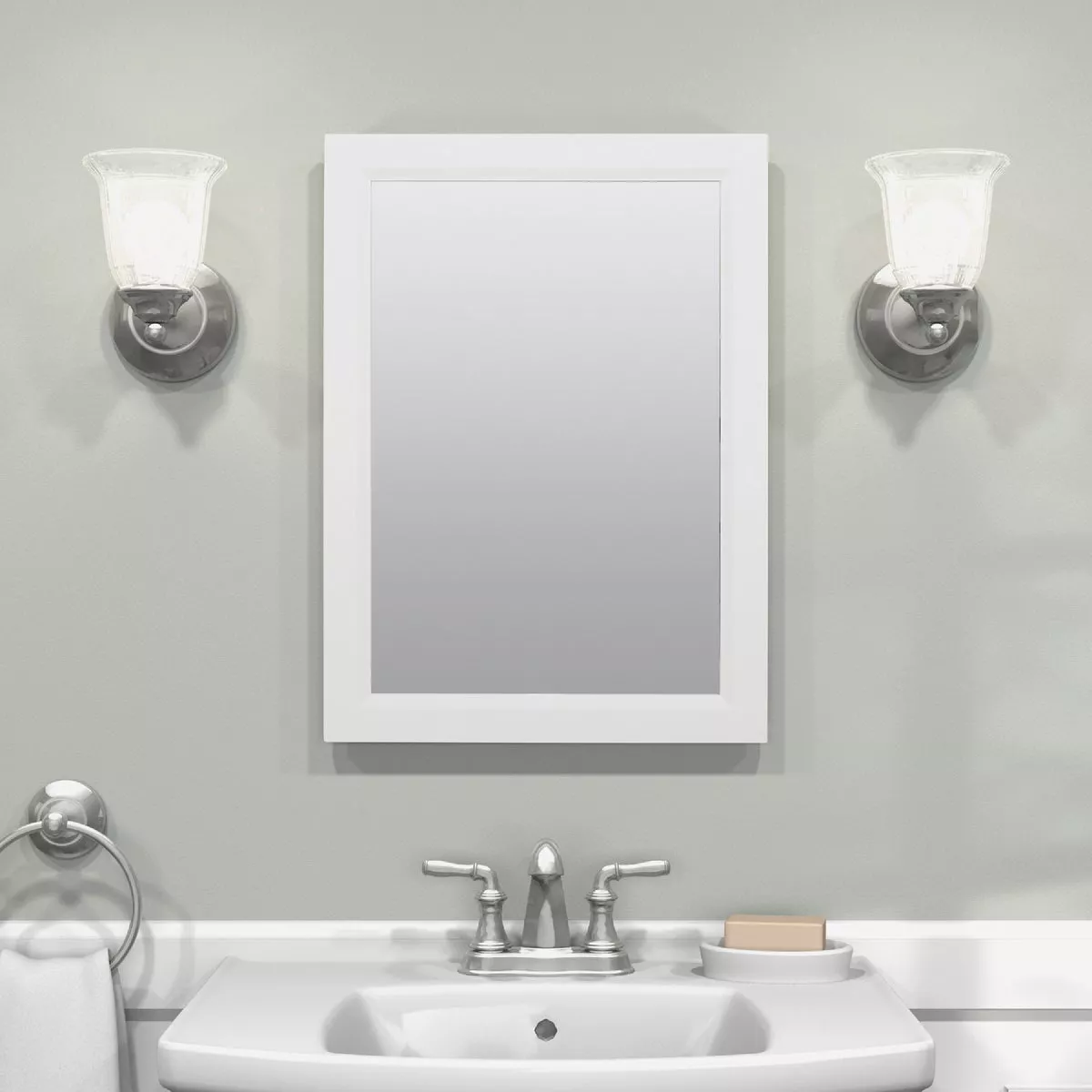 Zenith White 16 In. W x 22 In. H x 5 D Single Mirror Surface/Recess Mount Framed Medicine Cabinet - photo 3