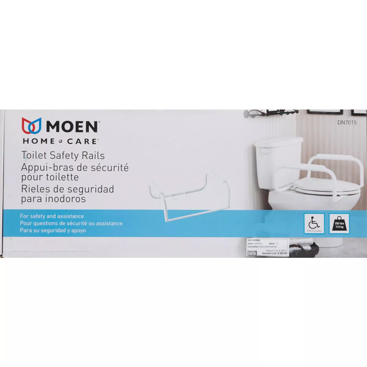 Moen Home Care 8 In. Toilet Safety Bar, Glacier - photo 2