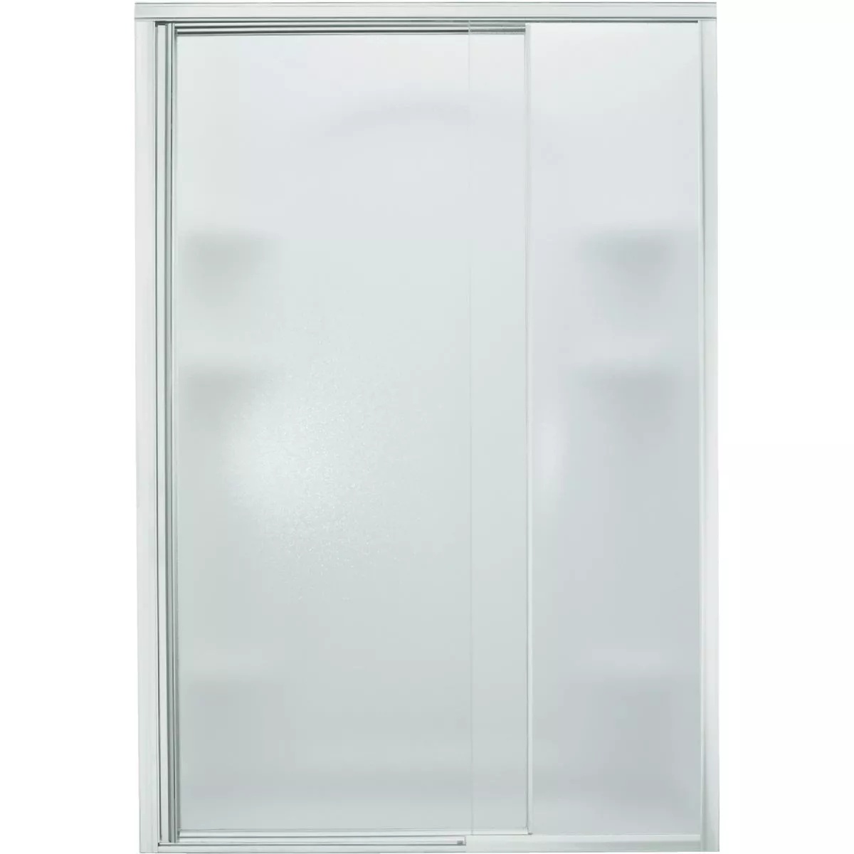 Sterling Vista Pivot II 48 In. W. X 65-1/2 In. H. Chrome Pebbled Glass Shower Door