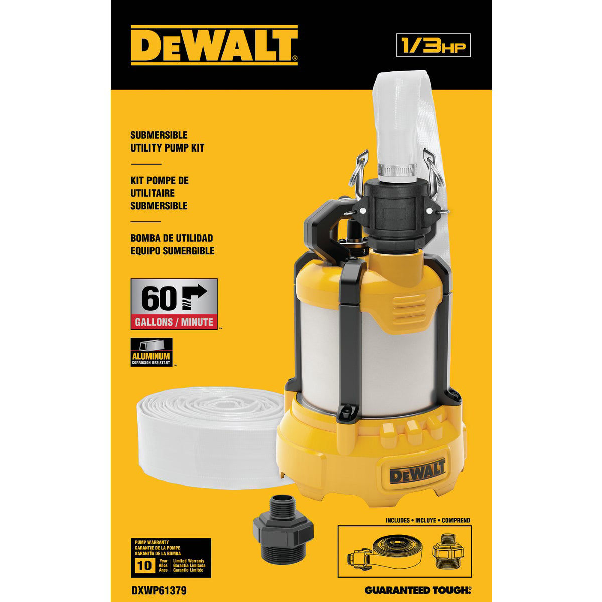 DEWALT 1/3 HP Submersible Aluminum Utility Pump with Hose Kit Do it Best