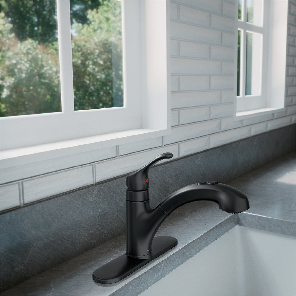 Moen Renzo 1Handle PullOut Kitchen Faucet, Matte Black Do it Best