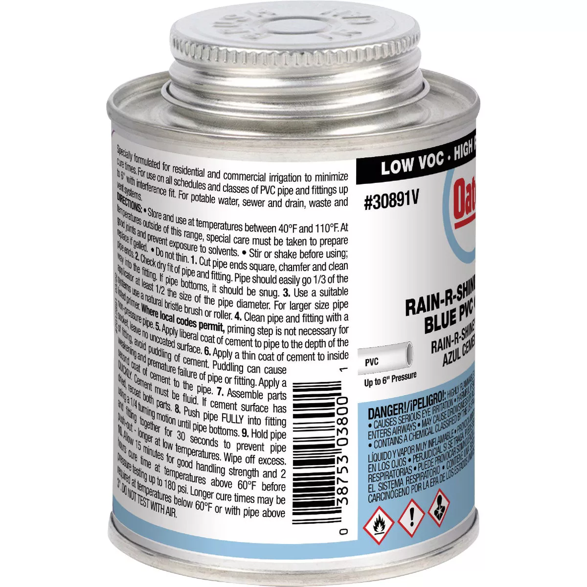 Oatey Rain-R-Shine 8 Oz. Low Voc Medium Bodied Blue PVC Cement - photo 2