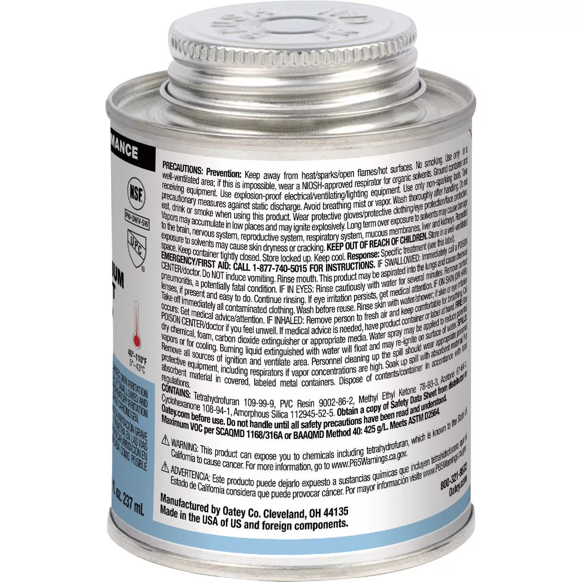 Oatey Rain-R-Shine 8 Oz. Low Voc Medium Bodied Blue PVC Cement - photo 3