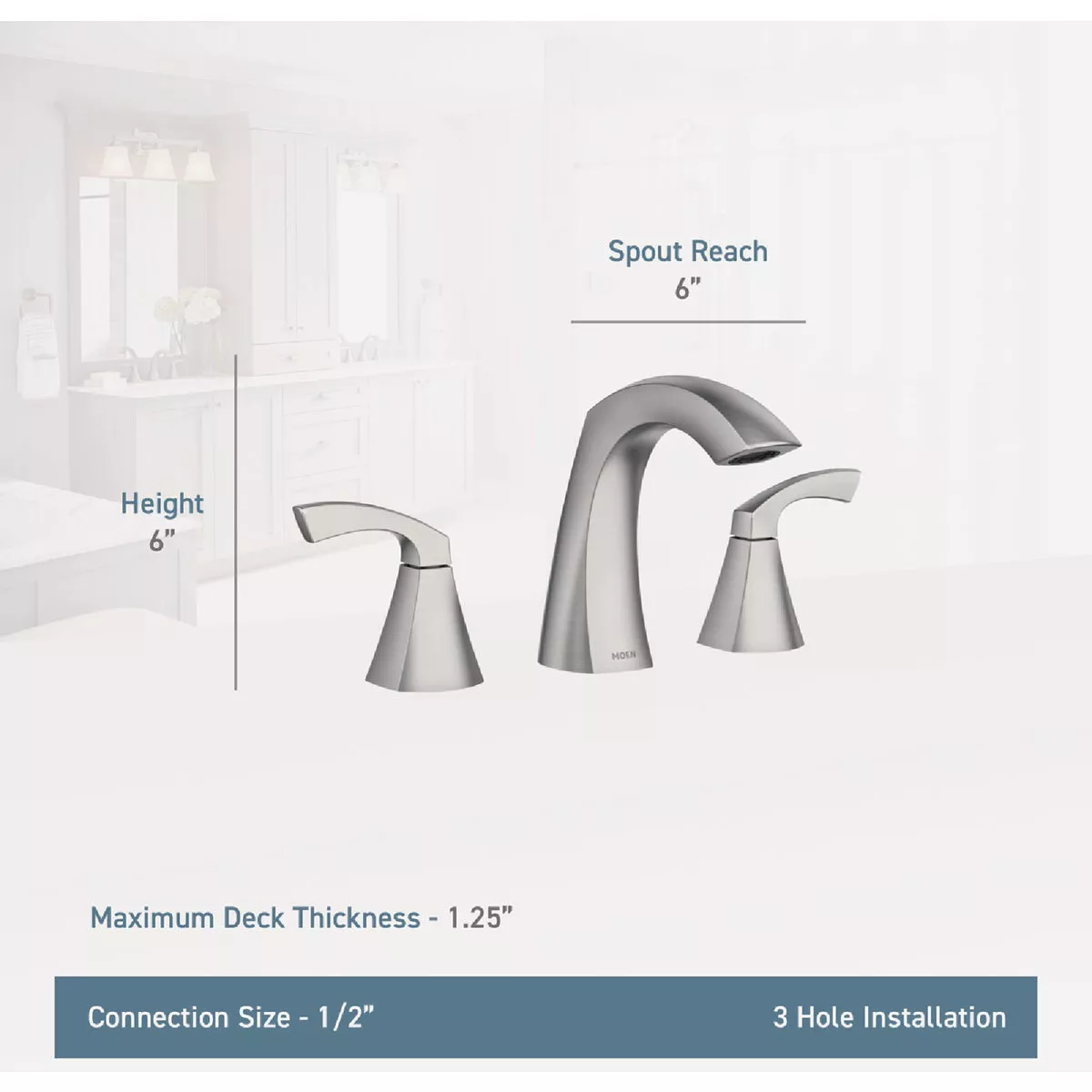 Moen Lindor 2-Handle Lever Widespread Bathroom Faucet, Chrome - photo 3
