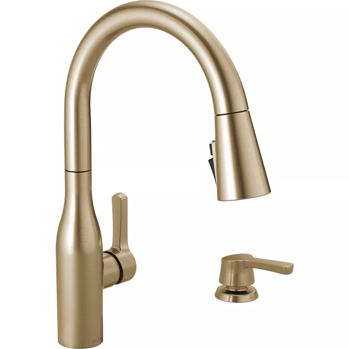 Delta Marca 1-Handle Pull-Down Kitchen Faucet with Soap Dispenser, Champagne Bronze
