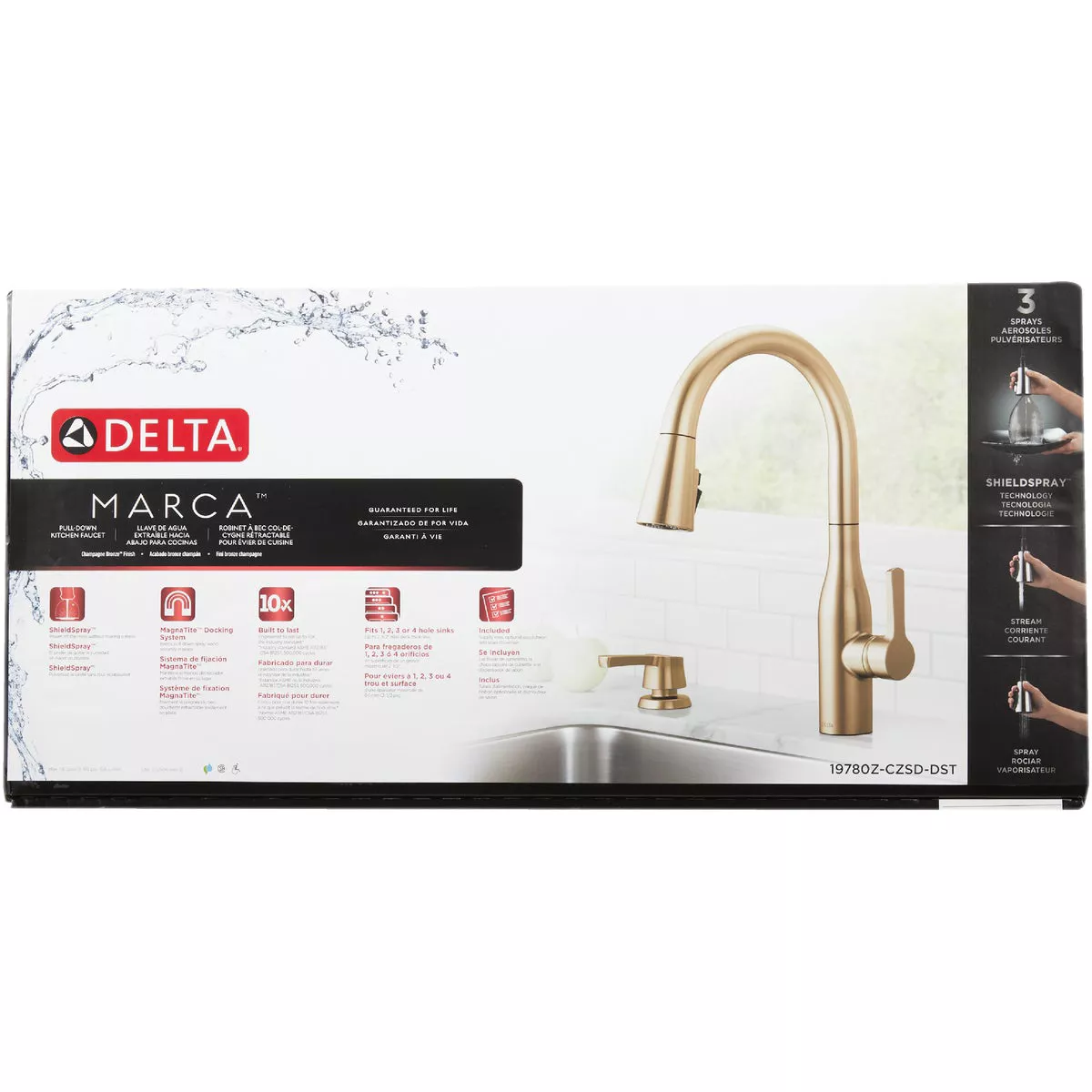 Delta Marca 1-Handle Pull-Down Kitchen Faucet with Soap Dispenser, Champagne Bronze - photo 2