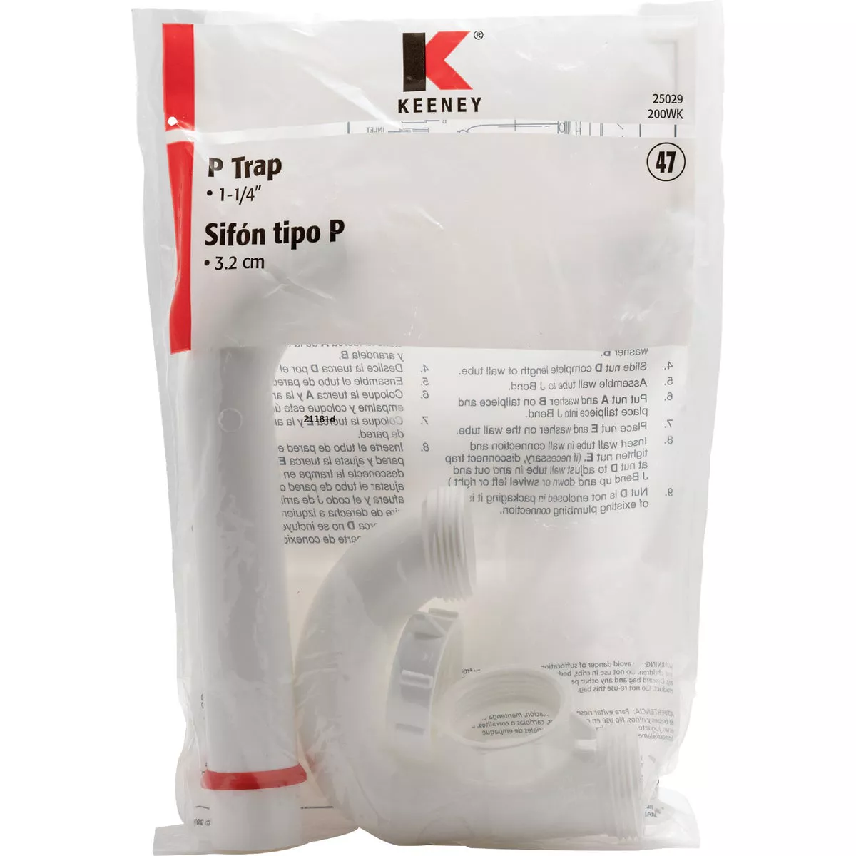 Keeney 1-1/4 In. White Plastic P-Trap - photo 3