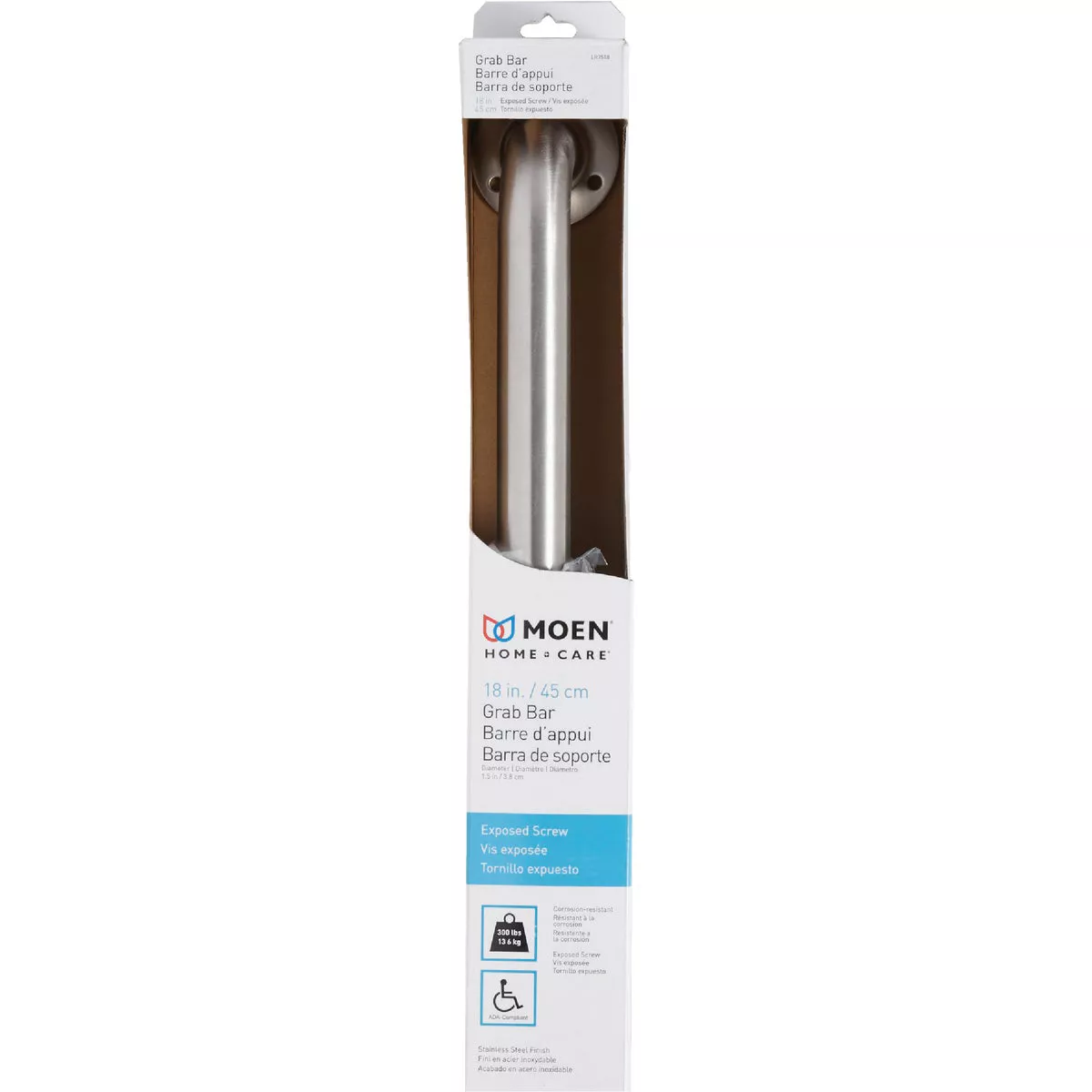 Moen Home Care 18 In. Exposed Screw Grab Bar, Stainless Steel - photo 2