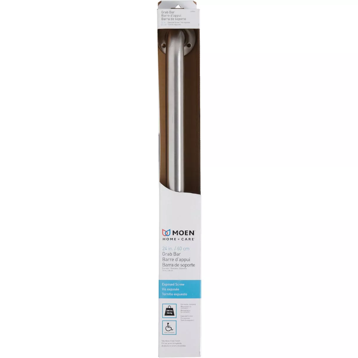 Moen Home Care 24 In. Exposed Screw Grab Bar, Stainless Steel - photo 2