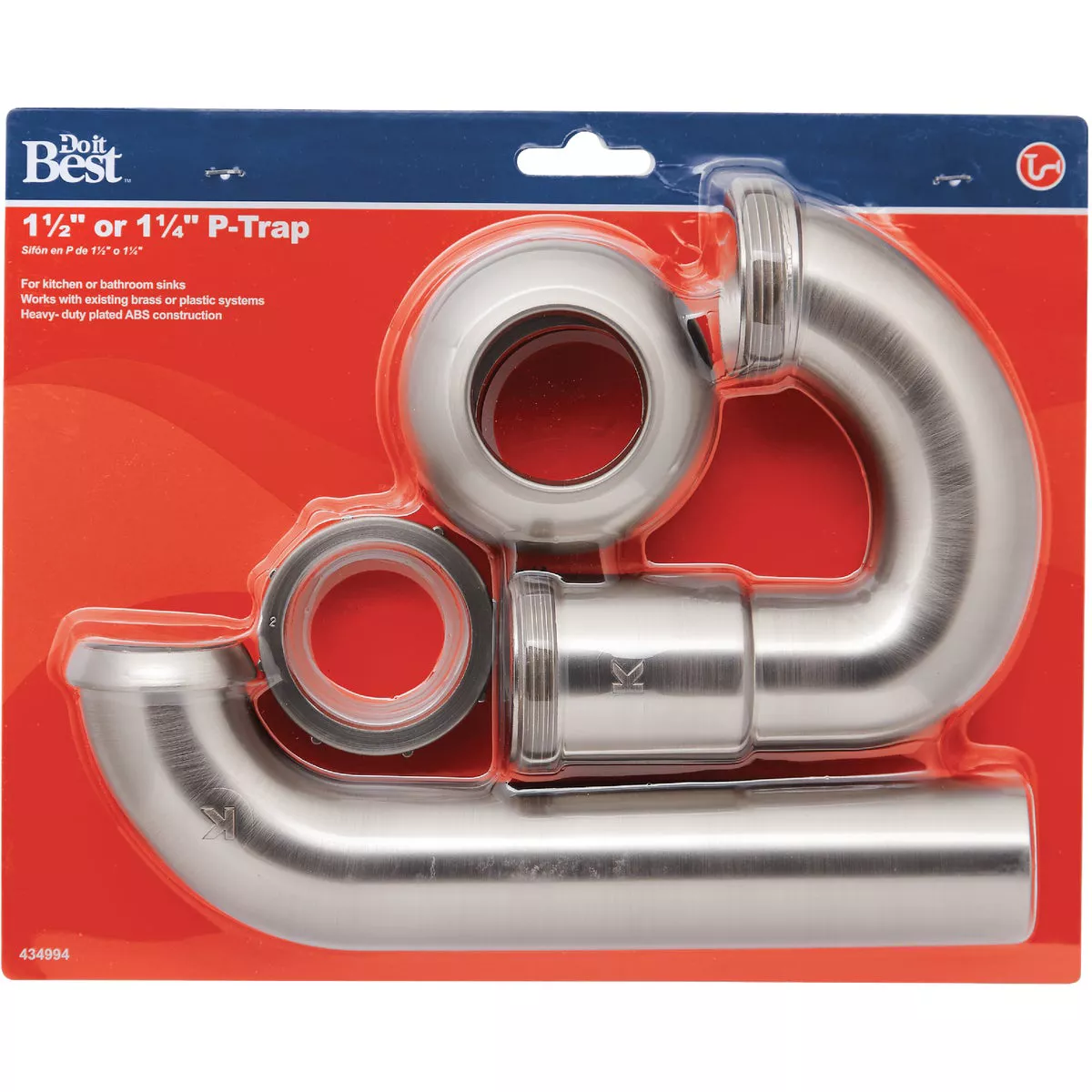 Do it Best 1-1/2 in. ABS Decorative Brushed Nickel P-Trap with 1-1/4 in. Reducer Washer - photo 2
