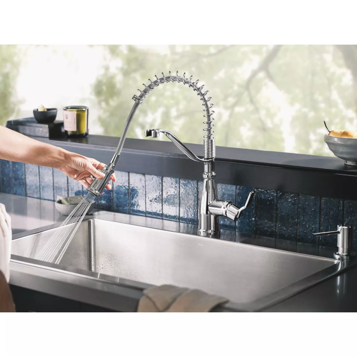 Moen Nolia 1-Handle Pull-Down Widespread Kitchen Faucet, Chrome - photo 5