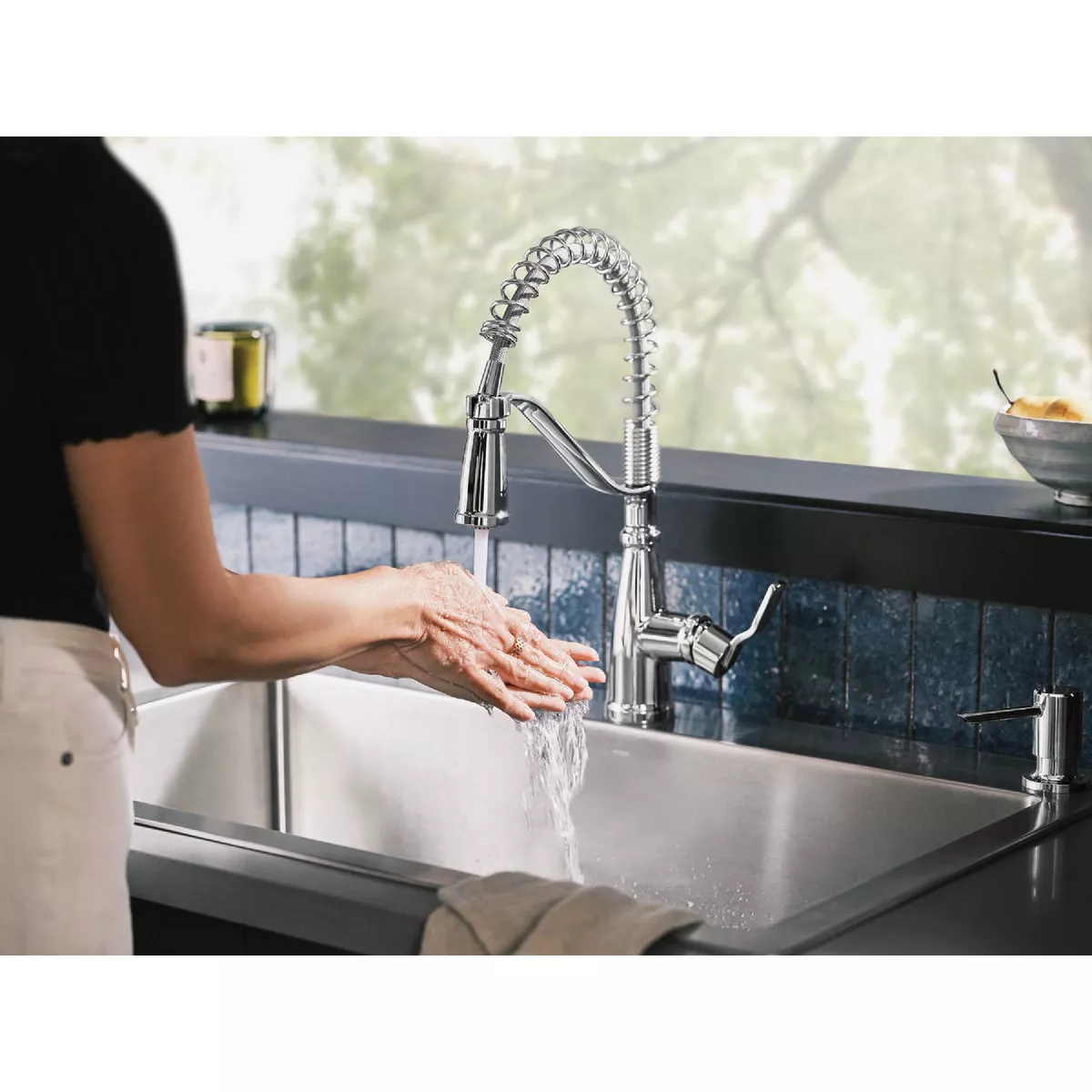 Moen Nolia 1-Handle Pull-Down Widespread Kitchen Faucet, Chrome - photo 4