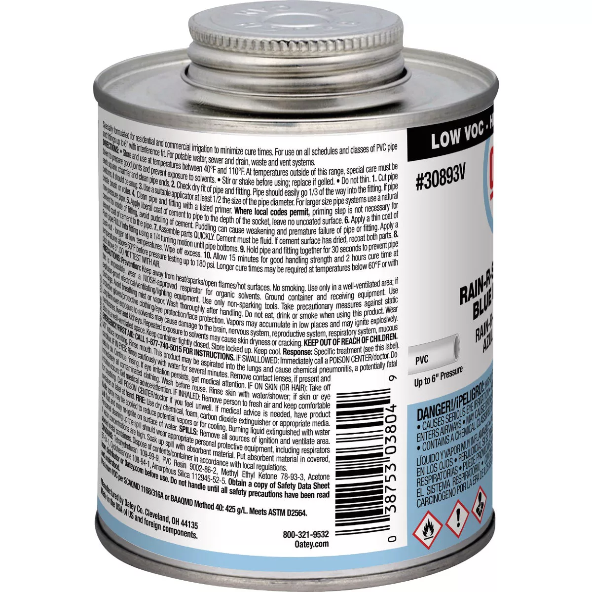 Oatey Rain-R-Shine 16 Oz. Low Voc Medium Bodied Blue PVC Cement - photo 2