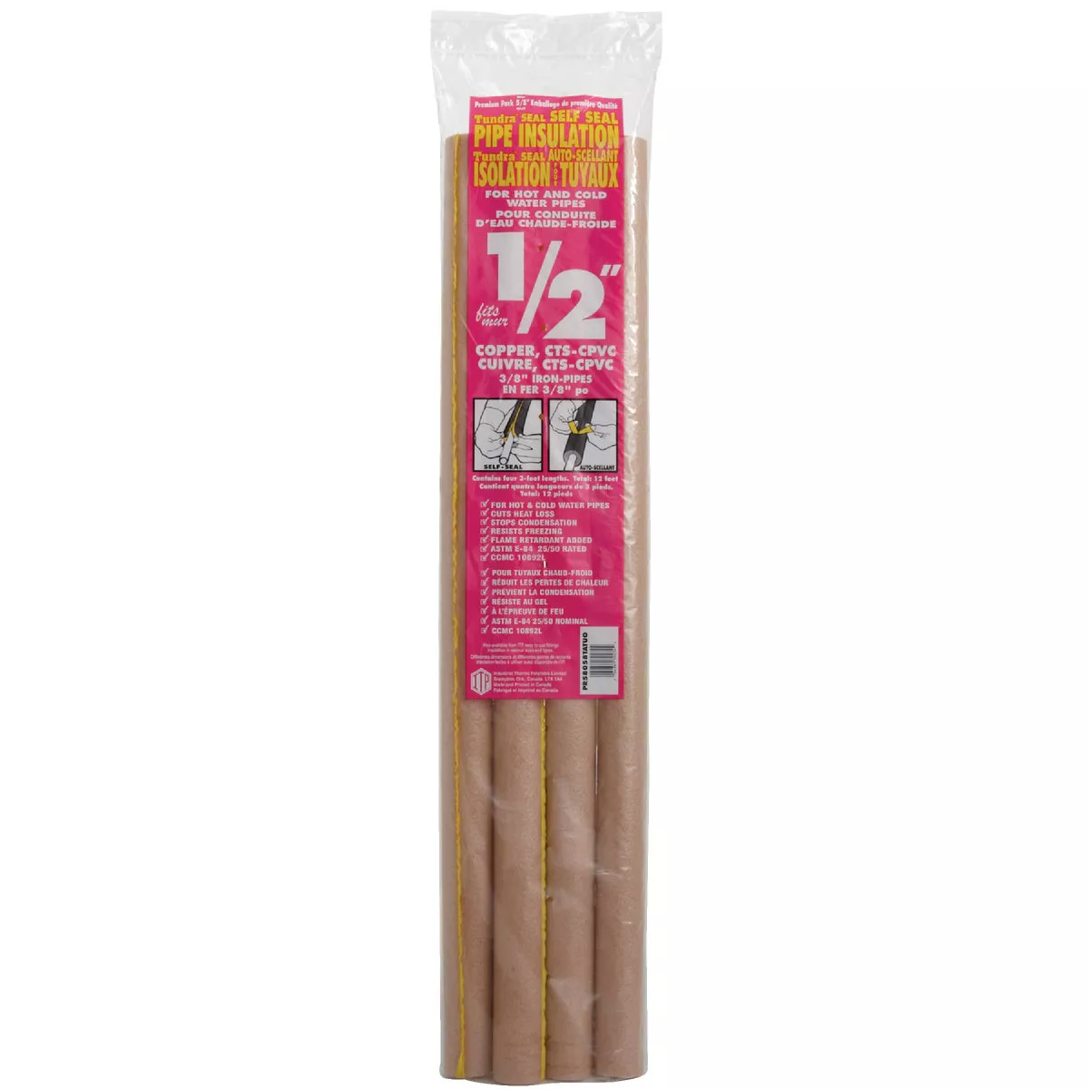 Tundra Plus 5/8 In. Wall Self-Sealing Polyolefin Pipe Insulation Wrap, 1/2 In. x 3 Ft. (4-Pack) - photo 2