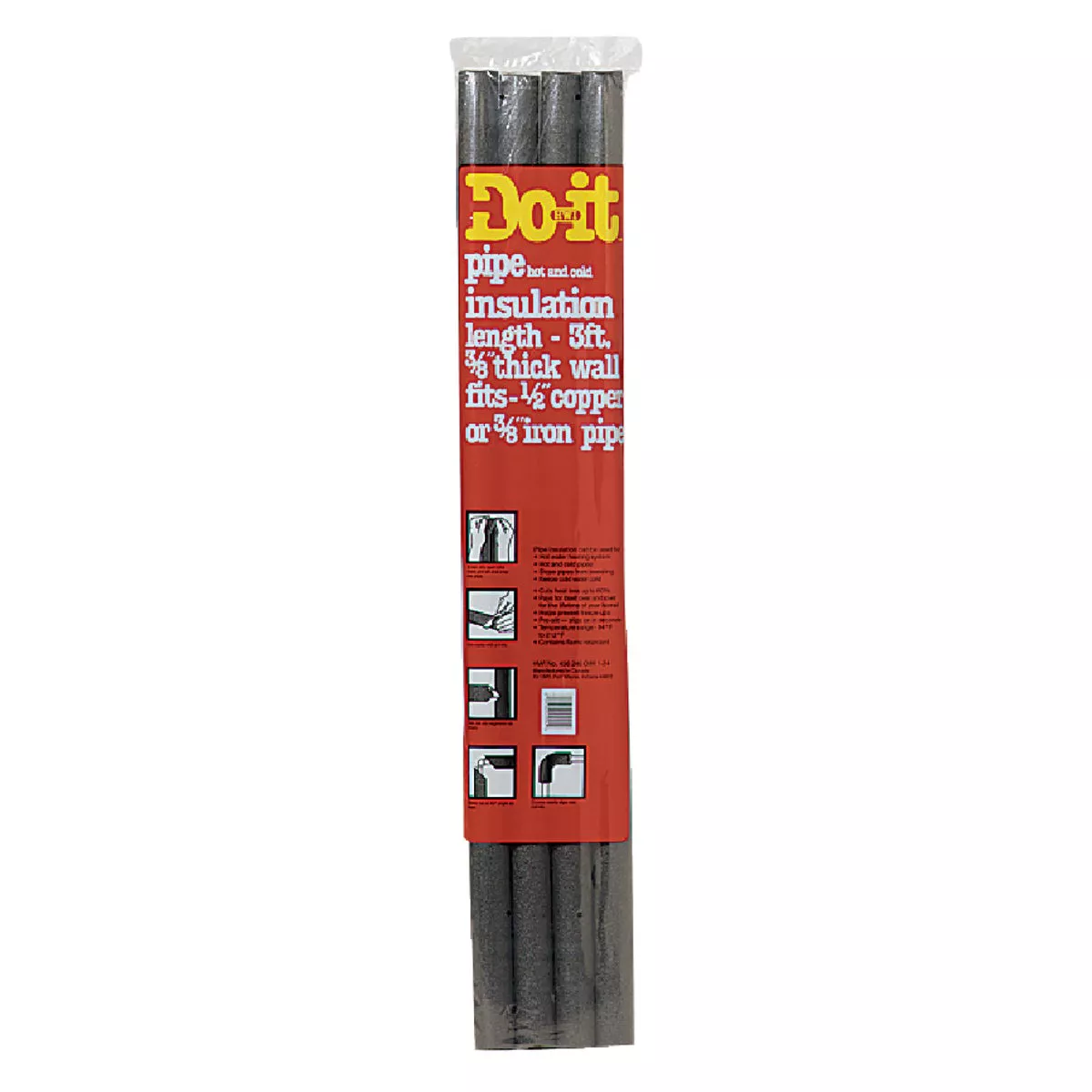 Tundra 3/8 In. Wall Semi-Slit Polyolefin Pipe Insulation Wrap, 1/2 In. x 3 Ft. (4-Pack)