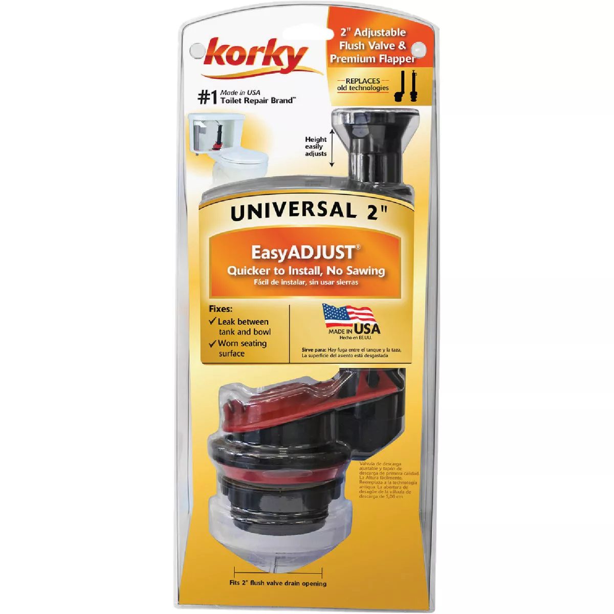 Korky 3 to 5 GPF Adjustable Flush Valve and Premium Flapper Kit - photo 2